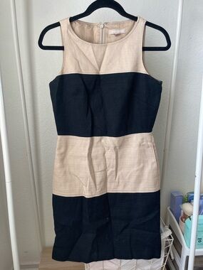 Banana Republic Black and Beige Colorblock Midi Sheath Dress